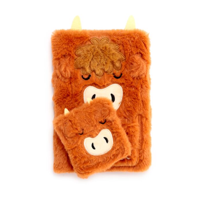 Pluszowy notes z Highland Coo, saszetką i mini-notesem